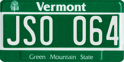 VT license plate JSO064
