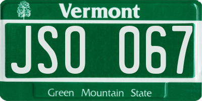 VT license plate JSO067