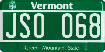 VT license plate JSO068