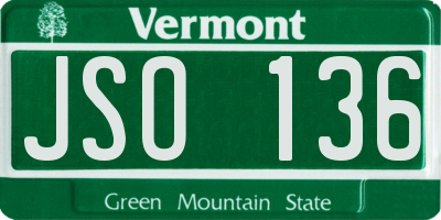 VT license plate JSO136