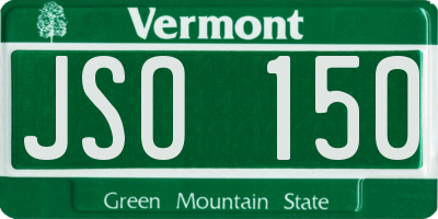 VT license plate JSO150