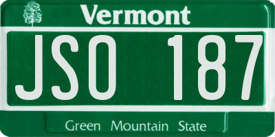 VT license plate JSO187