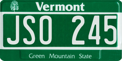 VT license plate JSO245