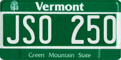 VT license plate JSO250