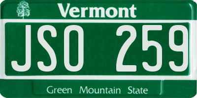 VT license plate JSO259