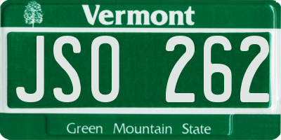 VT license plate JSO262