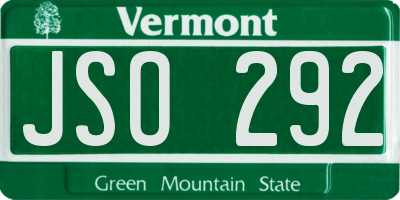 VT license plate JSO292