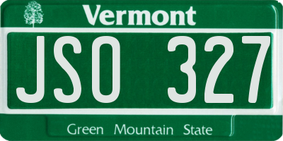 VT license plate JSO327