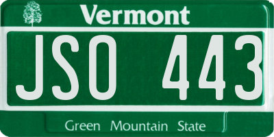 VT license plate JSO443