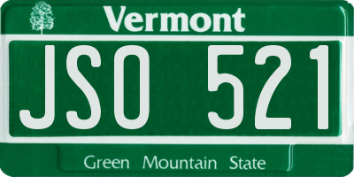 VT license plate JSO521
