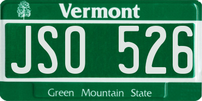 VT license plate JSO526