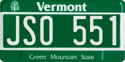 VT license plate JSO551