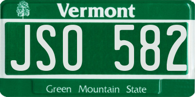 VT license plate JSO582