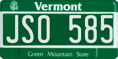 VT license plate JSO585