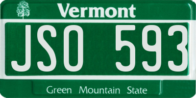 VT license plate JSO593