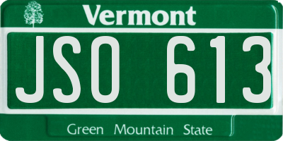 VT license plate JSO613