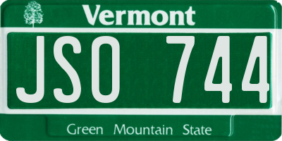 VT license plate JSO744