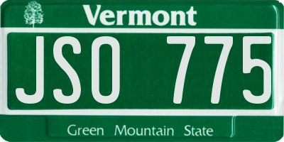 VT license plate JSO775