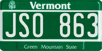 VT license plate JSO863
