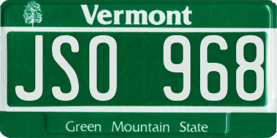 VT license plate JSO968