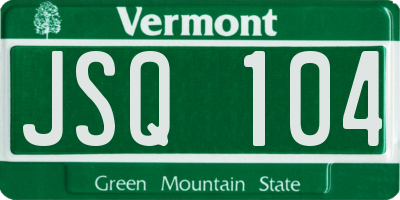 VT license plate JSQ104