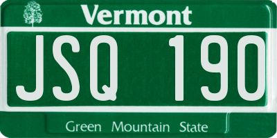 VT license plate JSQ190