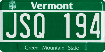 VT license plate JSQ194