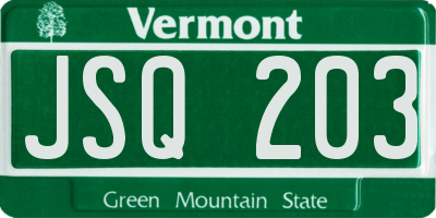 VT license plate JSQ203