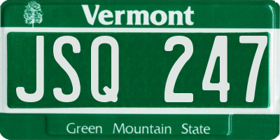 VT license plate JSQ247