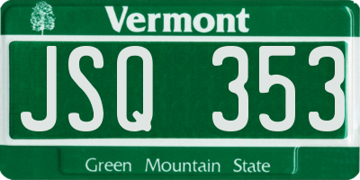 VT license plate JSQ353