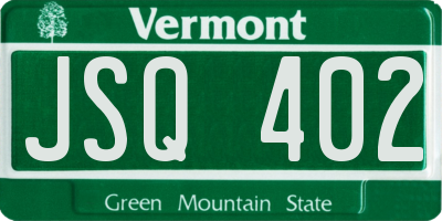 VT license plate JSQ402