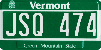 VT license plate JSQ474