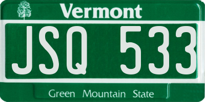VT license plate JSQ533