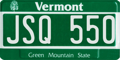VT license plate JSQ550