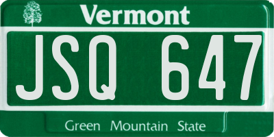 VT license plate JSQ647