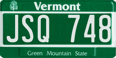 VT license plate JSQ748
