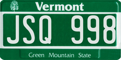 VT license plate JSQ998
