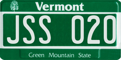 VT license plate JSS020