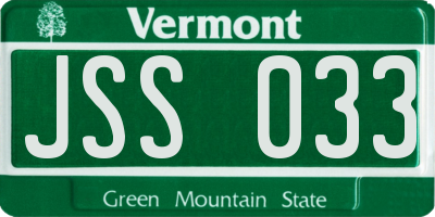 VT license plate JSS033