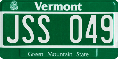 VT license plate JSS049