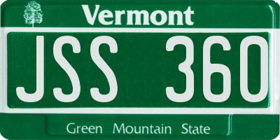 VT license plate JSS360