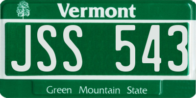 VT license plate JSS543