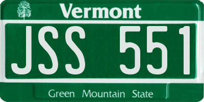 VT license plate JSS551