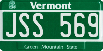 VT license plate JSS569