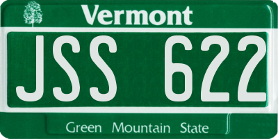 VT license plate JSS622