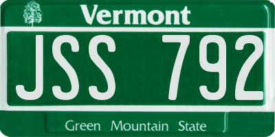 VT license plate JSS792