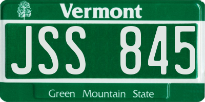 VT license plate JSS845