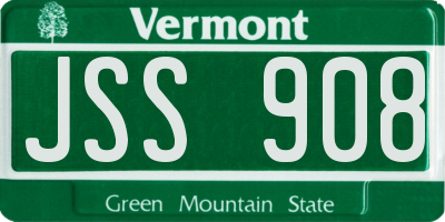 VT license plate JSS908