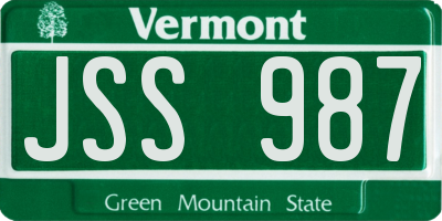 VT license plate JSS987
