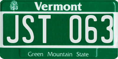 VT license plate JST063